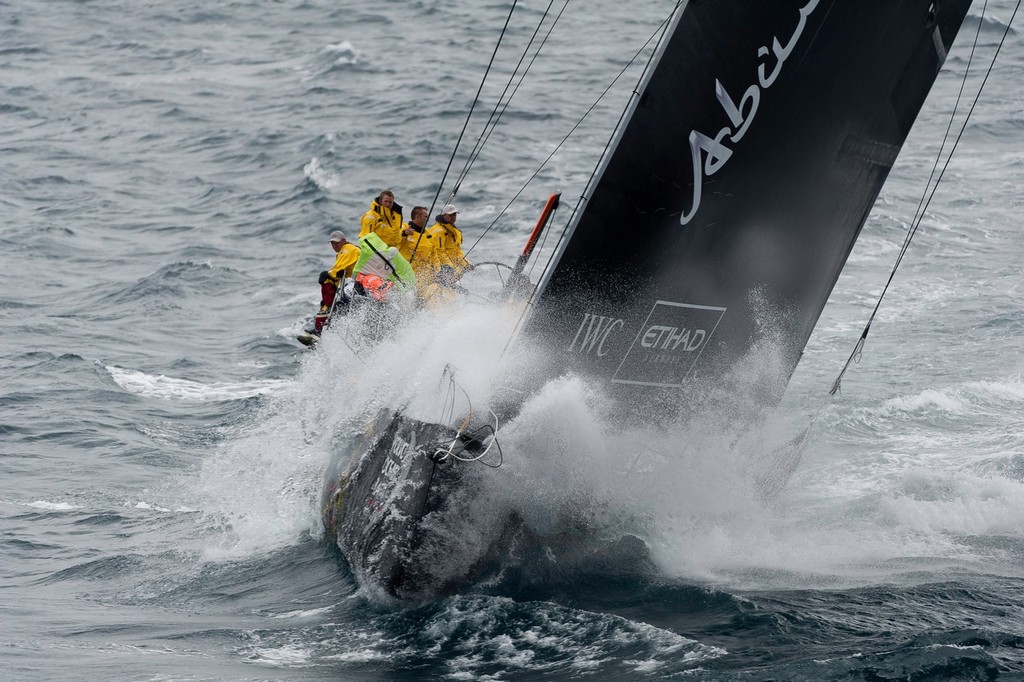Abu Dhabi Ocean Racing, skippered by Ian Walker from the UK in heavy weather, at the start of leg 5 from Auckland, New Zealand to Itajai, Brazil, during the Volvo Ocean Race 2011-12.  © Paul Todd/Volvo Ocean Race http://www.volvooceanrace.com