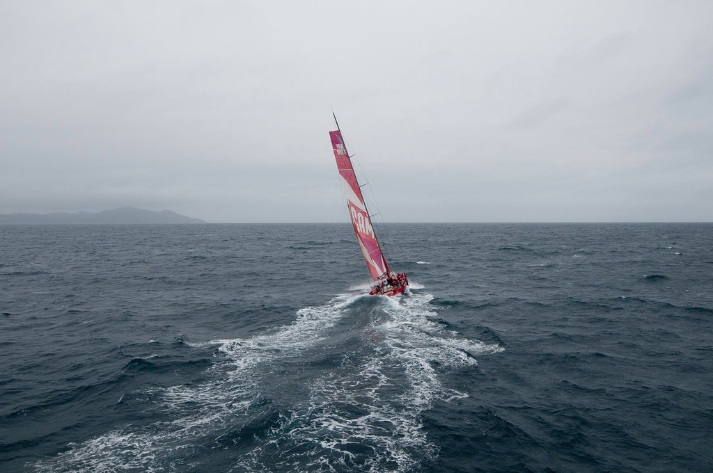 CAMPER with Emirates Team New Zealand, skippered by Chris Nicholson from Australia, heading in to tough seas, at the start of leg 5 from Auckland, New Zealand to Itajai, Brazil, during the Volvo Ocean Race 2011-12. (Credit: PAUL TODD/Volvo Ocean Race) - Volvo Ocean Race - Leg 5 - Day 1 photo copyright Paul Todd/Volvo Ocean Race http://www.volvooceanrace.com taken at  and featuring the  class
