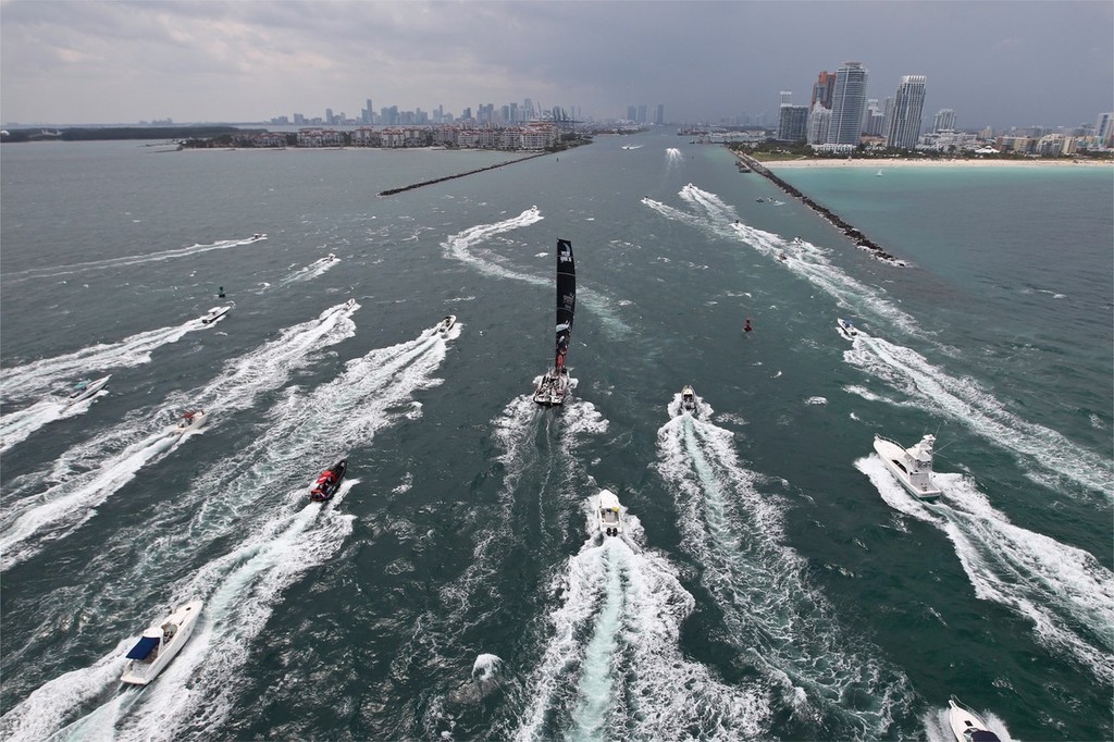 PUMA Ocean Racing powered by BERG, skippered by Ken Read from the USA, take first place, on leg 6 from Itajai, Brazil, to Miami, USA, during the Volvo Ocean Race 2011-12. (Credit: IAN ROMAN/Volvo Ocean Race) photo copyright Ian Roman/Volvo Ocean Race http://www.volvooceanrace.com taken at  and featuring the  class