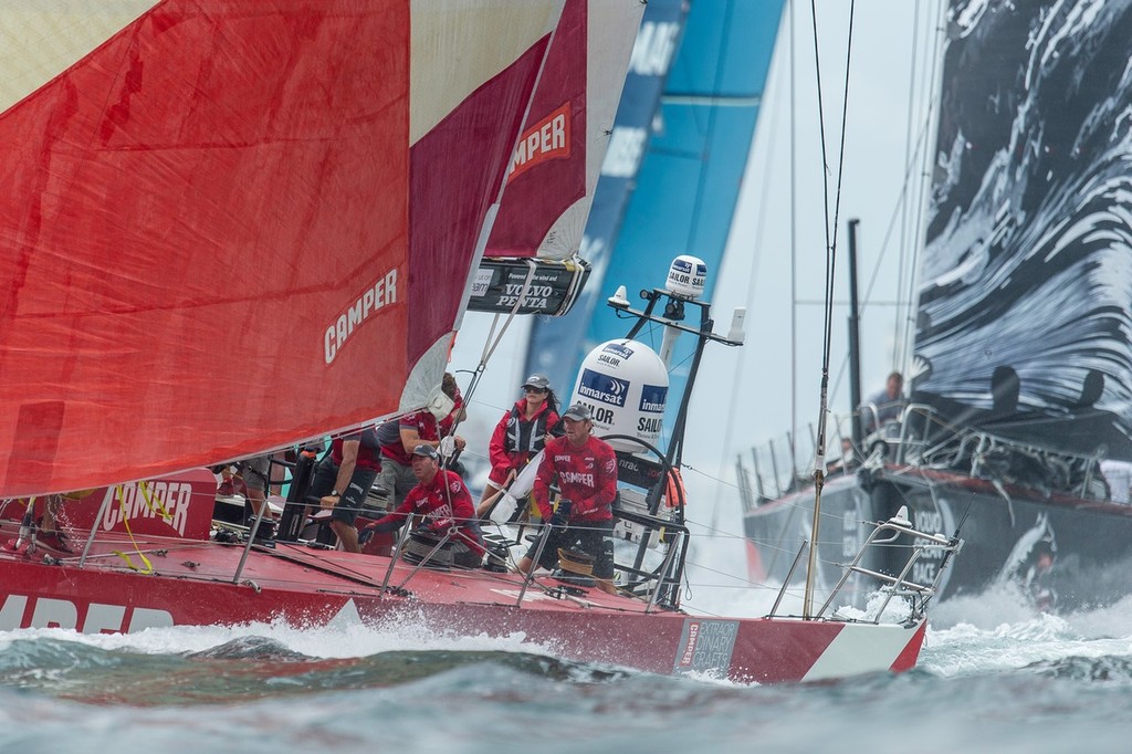 Adriana De Moura from Real Housewives of Miami riding on the back of CAMPER with Emirates Team New Zealand, skippered by Chris Nicholson from Australia, in the PORTMIAMI In-Port Race, during the Volvo Ocean Race 2011-12. (Credit: PAUL TODD/Volvo Ocean Race) photo copyright Paul Todd/Volvo Ocean Race http://www.volvooceanrace.com taken at  and featuring the  class