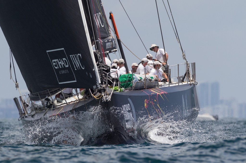 Abu Dhabi Ocean Racing, skippered by Ian Walker from the UK, at the start of leg 7 from Miami, USA to Lisbon, Portugal, during the Volvo Ocean Race 2011-12. (Credit: IAN ROMAN/Volvo Ocean Race) © Ian Roman/Volvo Ocean Race http://www.volvooceanrace.com