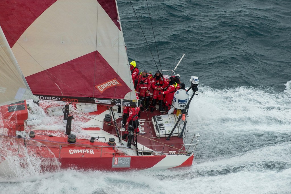 Camper with Emirates Team New Zealand in rough weather, on the approach to the finish of Leg 8 © Paul Todd/Volvo Ocean Race http://www.volvooceanrace.com