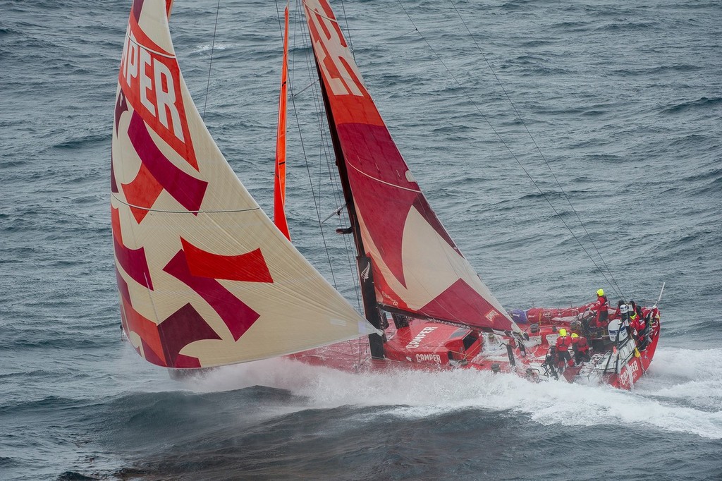 Camper with Emirates Team New Zealand in rough weather, on the approach to the finish of Leg 8 © Paul Todd/Volvo Ocean Race http://www.volvooceanrace.com