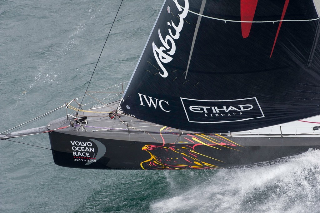 Abu Dhabi Ocean Racing, skippered by Ian Walker from the UK, in rough weather, on the approach to the finish of leg 8, from Lisbon, Portugal, to Lorient, France, during the Volvo Ocean Race 2011-12. (Credit: PAUL TODD/Volvo Ocean Race) photo copyright Paul Todd/Volvo Ocean Race http://www.volvooceanrace.com taken at  and featuring the  class