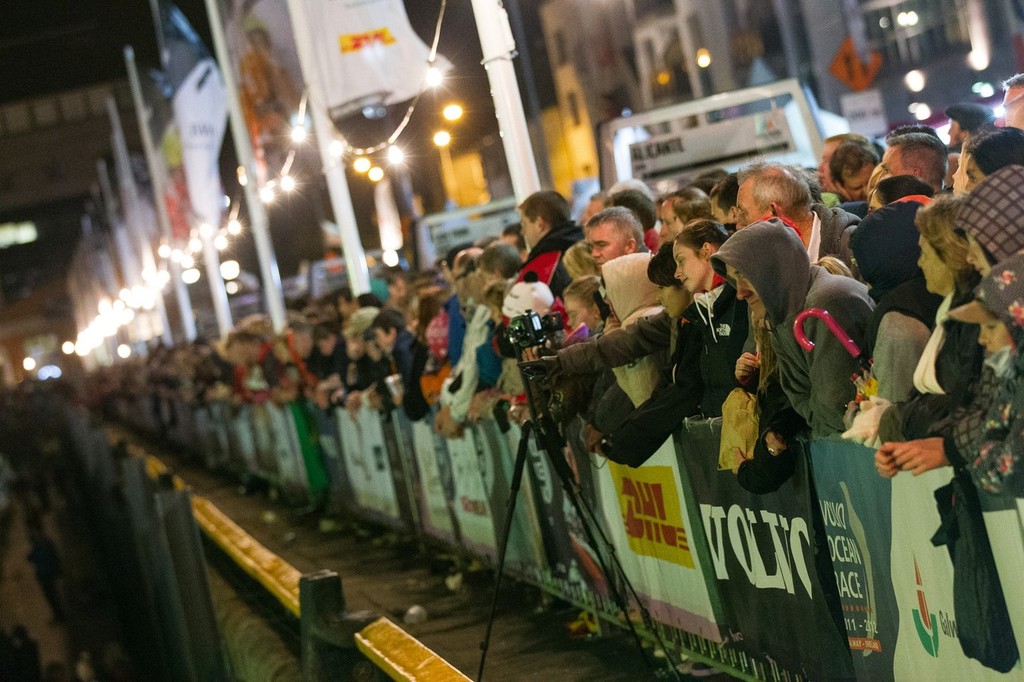 Crowds line the dock for the finish of leg 9 of the Volvo Ocean Race 2011-12, from Lorient, France to Galway, Ireland. (Credit: IAN ROMAN/Volvo Ocean Race) photo copyright Ian Roman/Volvo Ocean Race http://www.volvooceanrace.com taken at  and featuring the  class