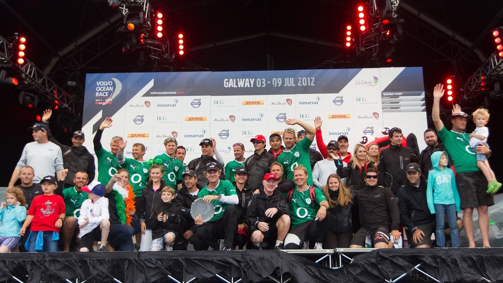 Puma Ocean Racing powered by Berg, skippered by Ken Read from the USA, third place overall in the Volvo Ocean Race 2011-12, at the final public prize giving, in Galway, Ireland, during the Volvo Ocean Race 2011-12. © Ian Roman/Volvo Ocean Race http://www.volvooceanrace.com