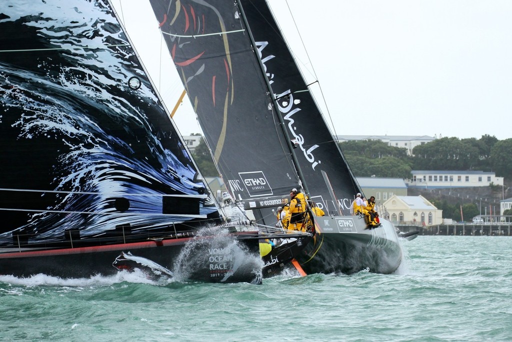 Abu Dhabi puts a tack into the Naval Base on Auckland&rsquo;s North Shore - Volvo Ocean Race Auckland - Start March 18,2012 photo copyright Richard Gladwell www.photosport.co.nz taken at  and featuring the  class