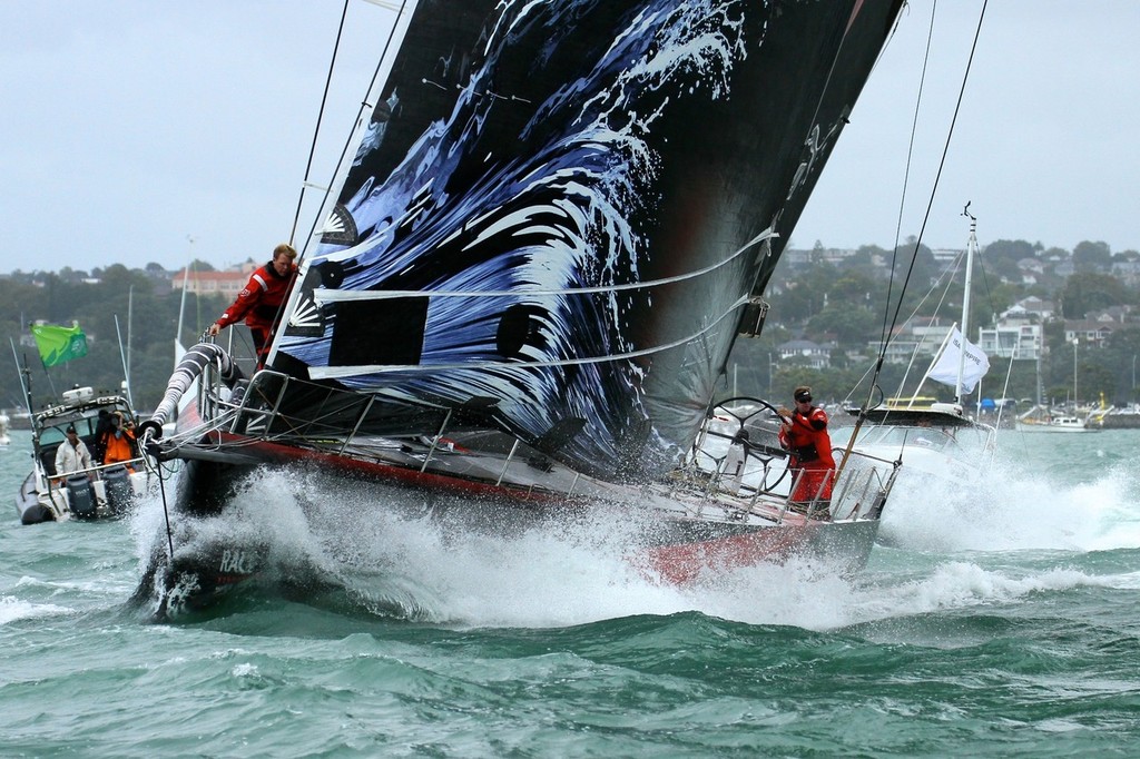 Puma lines up for the first mark - Volvo Ocean Race Auckland - Start March 18,2012 photo copyright Richard Gladwell www.photosport.co.nz taken at  and featuring the  class