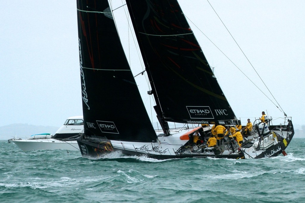 Abu Dhabi heads along the Bays soon after the start of the Volvo Ocean Race Auckland - Start March 18,2012 photo copyright Richard Gladwell www.photosport.co.nz taken at  and featuring the  class