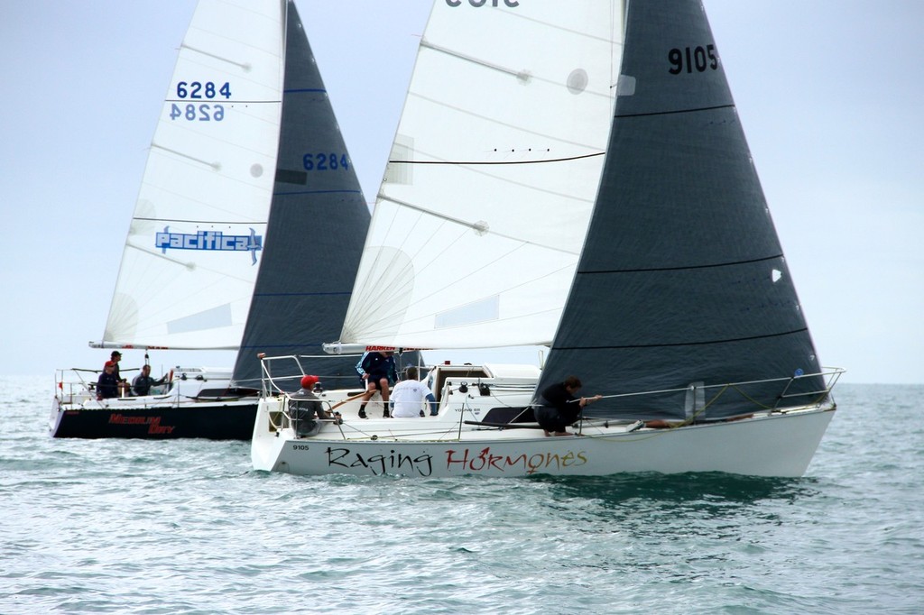 3Di jibs on Raging Hormones and Medium Dry (windward) - 2012 Harken Young 88 Nationals photo copyright Richard Gladwell www.photosport.co.nz taken at  and featuring the  class