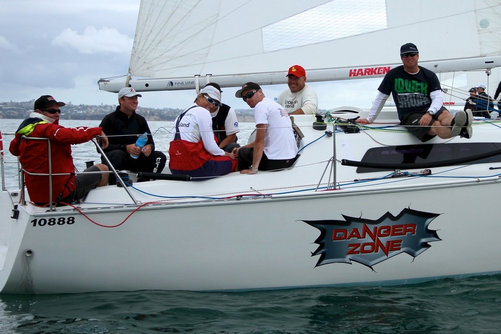 Dangerzone crew are all smiles after their win - 2012 Harken Young 88 Nationals photo copyright Richard Gladwell www.photosport.co.nz taken at  and featuring the  class