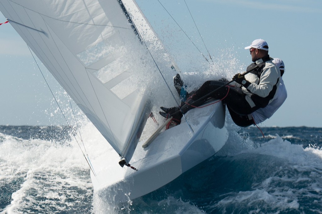 Medal Race winner Marazzi De Maria SUI takes on a big sea in the Medal Race Princess Sofia Trofeo Mapfre.March 2012 <br />
 © Juerg Kaufmann go4image.com http://www.go4image.com
