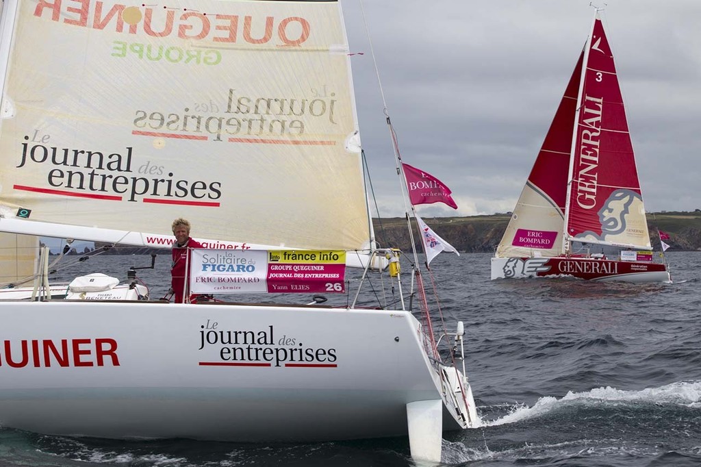 Yann Elies, skipper Groupe Queguiner, au passage du Raz de Sein © Alexis Courcoux