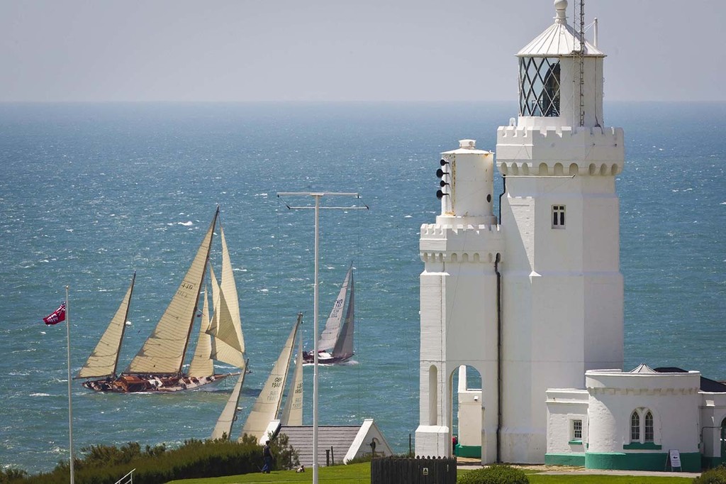 Panerai Classic Yacht Challenge 2012 - Round the Island Race: Boats rounding St.Cathrin&rsquo;s lighthouse &copy; Guido Cantini