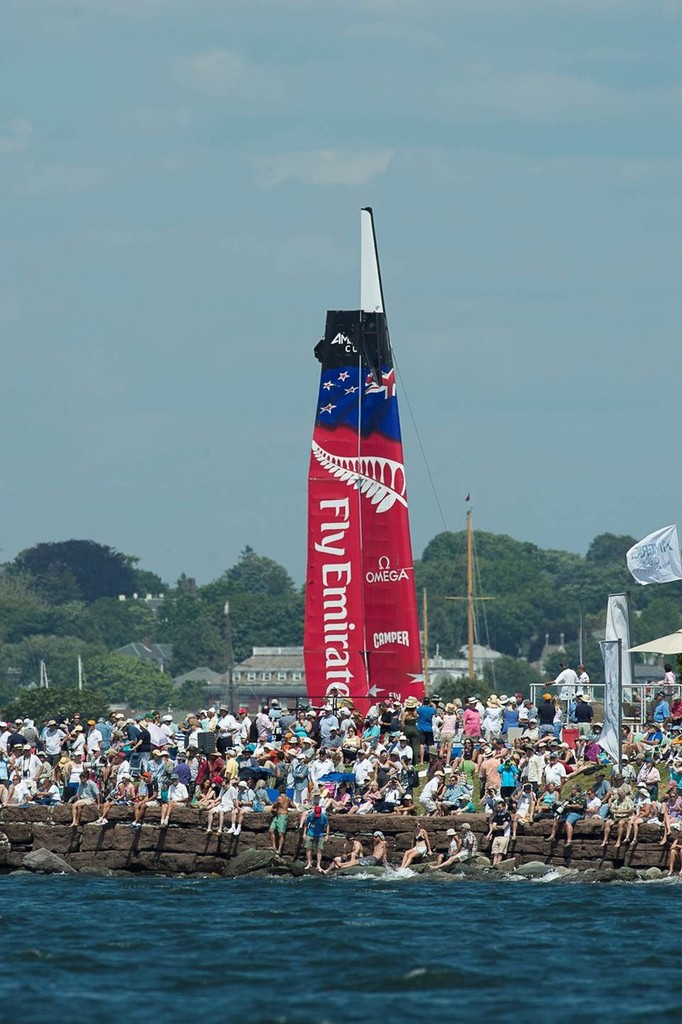 Emirates Team New Zealand - capsize, Day 1 America&rsquo;s Cup World Series, Newport photo copyright Chris Cameron/ETNZ http://www.chriscameron.co.nz taken at  and featuring the  class