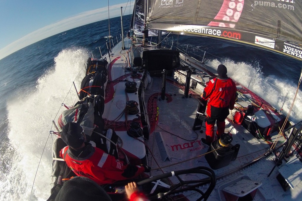 Flat water and 20 knots of wind, onboard PUMA Ocean Racing powered by BERG during leg 5 of the Volvo Ocean Race 2011-12, from Auckland, New Zealand, to Itajai, Brazil. (Credit: Amory Ross/PUMA Ocean Racing/Volvo Ocean Race) photo copyright Amory Ross/Puma Ocean Racing/Volvo Ocean Race http://www.puma.com/sailing taken at  and featuring the  class