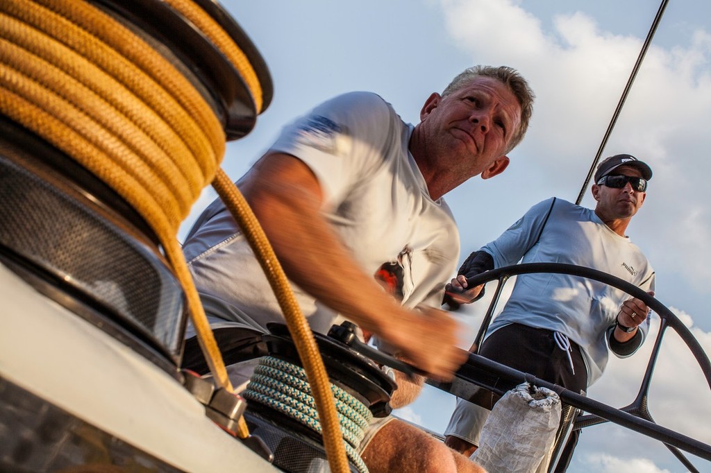 Fellow kiwis Tony Mutter and Kelvin Harrap onboard PUMA Ocean Racing powered by BERG during day one of leg 7 of the Volvo Ocean Race 2011-12, from Miami, USA to Lisbon, Portugal. (Credit: Amory Ross/PUMA Ocean Racing/Volvo Ocean Race) © Amory Ross/Puma Ocean Racing/Volvo Ocean Race http://www.puma.com/sailing
