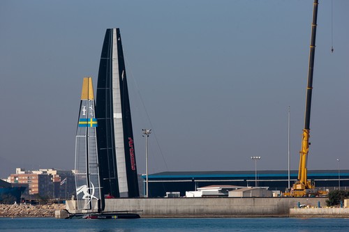 Wing lift and load testing. Artemis Racing, 13-03-2012, Valencia, Spain © Sander van der Borch / Artemis Racing http://www.sandervanderborch.com