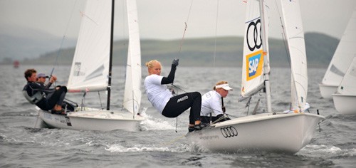 Annika Bochmann/Elisabeth Panuschka (GER) in the practice race - 470 European Championship 2012 ©  Rob Eyton-Jones