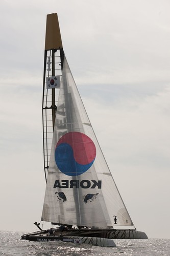America’s Cup World Series Naples 2012 - Team Korea first AC45 to sail in Naples © ACEA - Photo Gilles Martin-Raget http://photo.americascup.com/