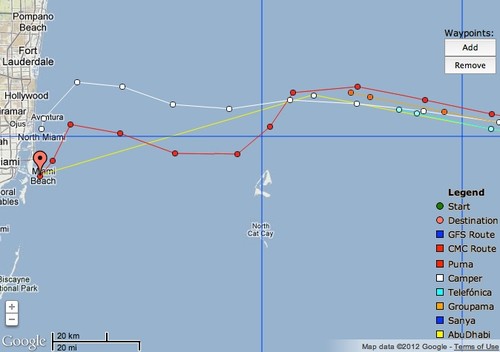 Camper approaches the finish line to take second place on Volvo Ocean Race Leg 6 in Maimi, Florida © PredictWind.com www.predictwind.com