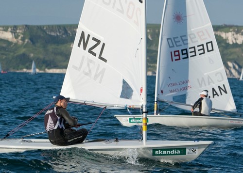 Sam Meech, (NZL) racing in the Laser class on the day 1 of the Skandia Sail for Gold Regatta, in Weymouth and Portland © onEdition http://www.onEdition.com