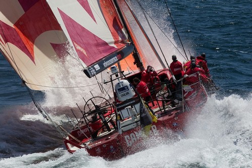 Camper with Emirates Team New Zealand, at the start of leg 9 of the Volvo Ocean Race 2011-12, from Lorient, France to Galway, Ireland.  © Ian Roman/Volvo Ocean Race http://www.volvooceanrace.com