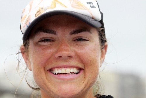 Emma at the finish of the 2011 Mini Transat - Atlantic Cup © Emma Creighton