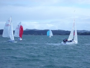 The Blurr leads Hobo and Voodoo - 2012 Elliott 5.9 Traveller Series, Opua Regatta photo copyright Lorraine Kite taken at  and featuring the  class