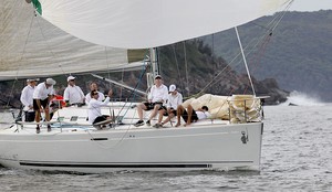 After a hard day's nothingness, the bowman had to take a break on board Bushranger. - Vicsail Pittwater Beneteau Regatta photo copyright  John Curnow taken at  and featuring the  class