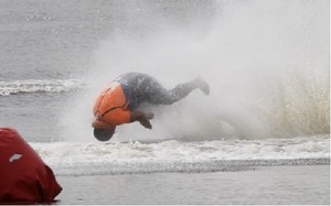 How barefooting was probably invented ... skier ``Badger`` Hextell bites the dust photo copyright Gary Sakoff taken at  and featuring the  class