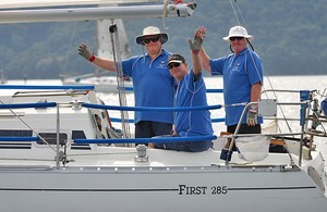 The crew on board Dirty Work were very happy to be out amongst it. Somebody has to do it, right? - Vicsail Pittwater Beneteau Regatta photo copyright  John Curnow taken at  and featuring the  class