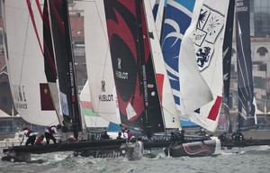 Close racing on day 3 in Qingdao - Act 2, Extreme Sailing Series 2012 photo copyright Lloyd Images http://lloydimagesgallery.photoshelter.com/ taken at  and featuring the  class