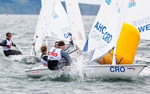 Dino Sindik (CRO) on Day 3 of the 2012 Fourth Star Pizza ISAF Youth Worlds, Dublin, Ireland photo copyright ISAF Youth Worlds http://www.isafyouthworlds.com taken at  and featuring the  class