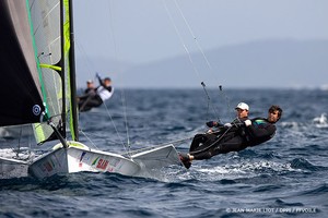 49er Class: Australians Jensen and Outteridge in the lead   
 - Semaine Olympique Francaise 2012 photo copyright  Jean-Marie Liot /DPPI/FFV taken at  and featuring the  class