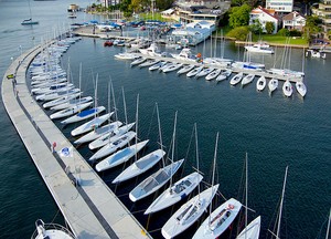 There can be only one winner - massed Etchells at the RSYS during the 2012 Worlds - Etchells World Championship 2012 photo copyright RSYS taken at  and featuring the  class