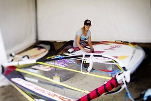 Alice in the rigging tent - PWA Reggio Calabria World Cup 2012 Day 1 photo copyright  John Carter / PWA http://www.pwaworldtour.com taken at  and featuring the  class