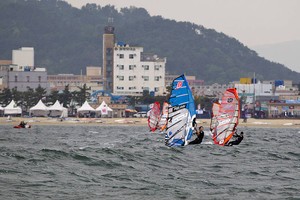 Arrighetti fends off Jaggi - PWA Ulsan Korea World Cup 2012 photo copyright  John Carter / PWA http://www.pwaworldtour.com taken at  and featuring the  class