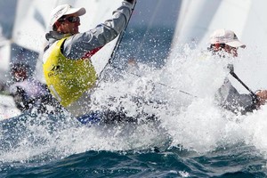 Belcher and Page in the medal race in Hyeres - Semaine Olympique Francaise 2012 photo copyright Thom Touw http://www.thomtouw.com taken at  and featuring the  class