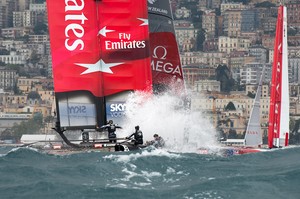Emirates Team New Zealand, day one of the America's Cup World Series regatta in Naples, Italy. 11/4/2012 - America's Cup World Series, Naples, Day 1 photo copyright Chris Cameron/ETNZ http://www.chriscameron.co.nz taken at  and featuring the  class