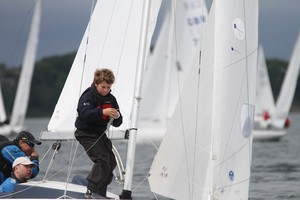 11 year old Will Heritage sets the guy aboard Aimee, skipper Julia Bailey. - Dragon Cup 2012 photo copyright Thomas Anderson Photography http://www.taphotos.co.uk/rseurocup2013 taken at  and featuring the  class