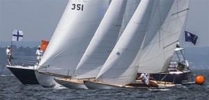 Jed Pearsall's CLARITY and Chuck Townsend's FIDELIO cross the starting line - New York Yacht Club Race Week - Classics photo copyright  Rolex/Daniel Forster http://www.regattanews.com taken at  and featuring the  class