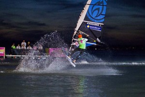 Julein at night - PWA Surf World Cup Podersdorf 2012 photo copyright  John Carter / PWA http://www.pwaworldtour.com taken at  and featuring the  class