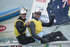 Mathew Belcher and Malcolm Page (AUS11) 470M - Skandia Sail for Gold Regatta 2012 photo copyright onEdition http://www.onEdition.com taken at  and featuring the  class