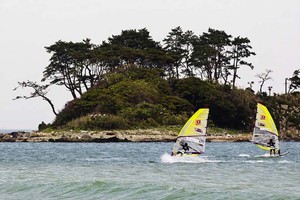 Mussilmani twins tune up - PWA Ulsan Korea World Cup 2012 photo copyright  John Carter / PWA http://www.pwaworldtour.com taken at  and featuring the  class