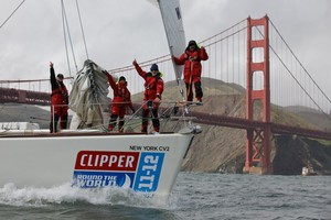 20120331 onEdition 2012©

Free for editorial use image, please credit: Abner Kingman/onEdition.
FOR ADDITIONAL IMAGES FROM THE RACE PLEASE VISIT: http://www.w-w-i.com/clipper_1112_race/.

New York secures third place in Race 9, China to Oakland, San Francisco after racing across the Pacific Ocean.

The Clipper 11-12 Round the World Yacht Race started from Southampton on the south coast of the UK on 31 July 2011. The route will take the crews of the ten, identical 68-foot yachts, each sponsored b photo copyright Abner Kingman/onEdition taken at  and featuring the  class