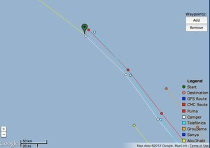 Low level positions as at 1200hrs on 02 May 2012, Leg 6, Volvo Ocean Race photo copyright PredictWind.com www.predictwind.com taken at  and featuring the  class