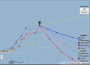 Puma recommended to head south - Volvo Ocean Race, Leg 7 - May 25, 2012 at 1300hrs UTC photo copyright PredictWind.com www.predictwind.com taken at  and featuring the  class