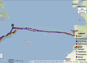 Predictwind currently is recommending a route for Sanya to turn east for Lisbon - based on the current weather at at 0900 UTC on May 27, 2102 photo copyright PredictWind.com www.predictwind.com taken at  and featuring the  class