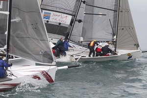 Peow Peow and Transit Lounge tussle at the start. - Sail Mooloolaba 2012 photo copyright Teri Dodds http://www.teridodds.com taken at  and featuring the  class